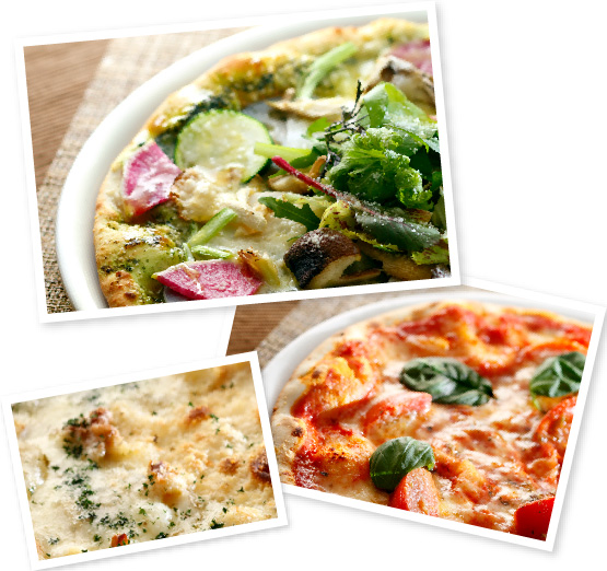スマホ版、三種類の調理済ピザ